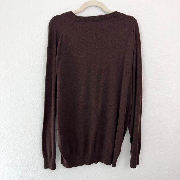 Jos. A Bank Mens Pullover V Neck Sweater Size 2XT 100% Pima Cotton Neutral Brown - Picture 4 of 6